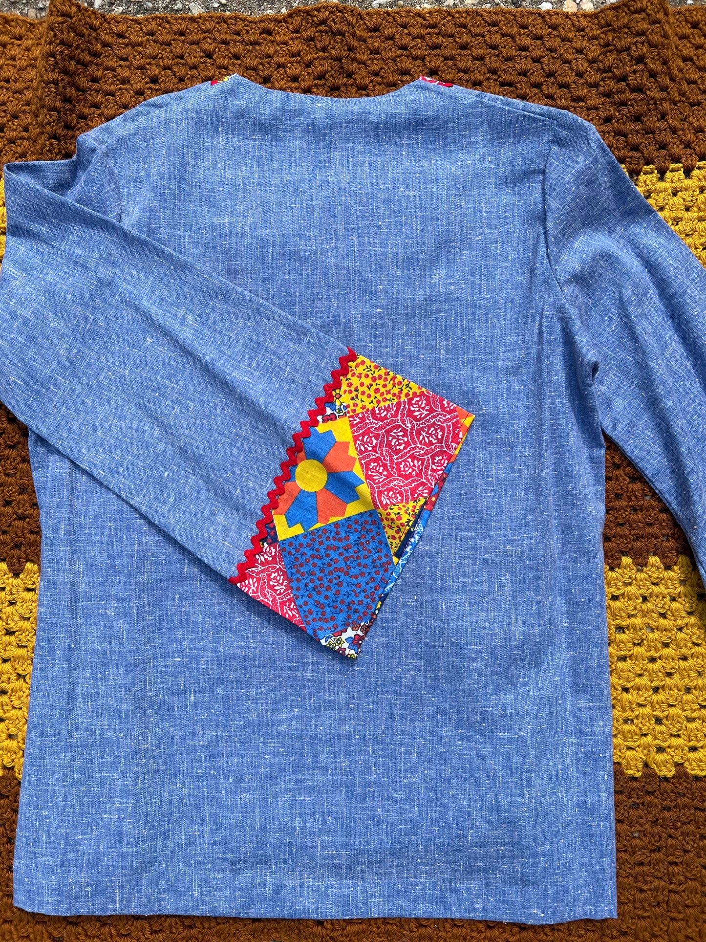'70s Patchwork Bell Sleeve Top