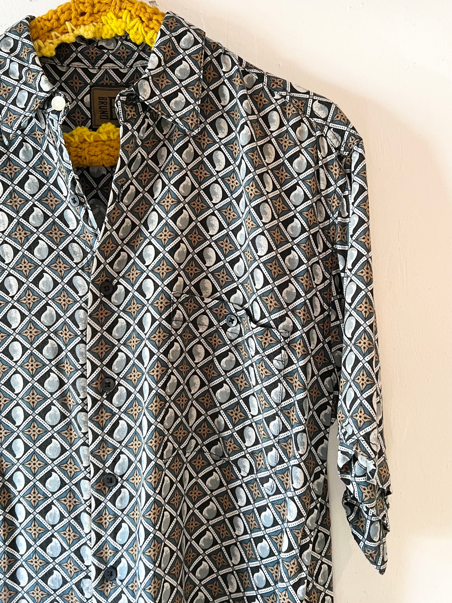 Blue Patterned Button-Up