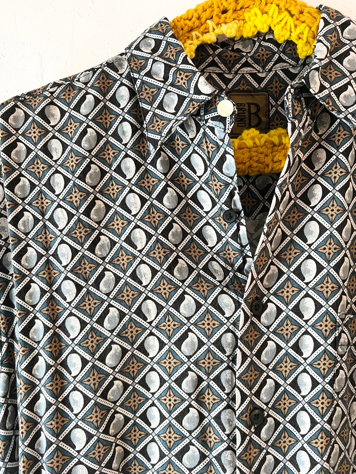 Blue Patterned Button-Up