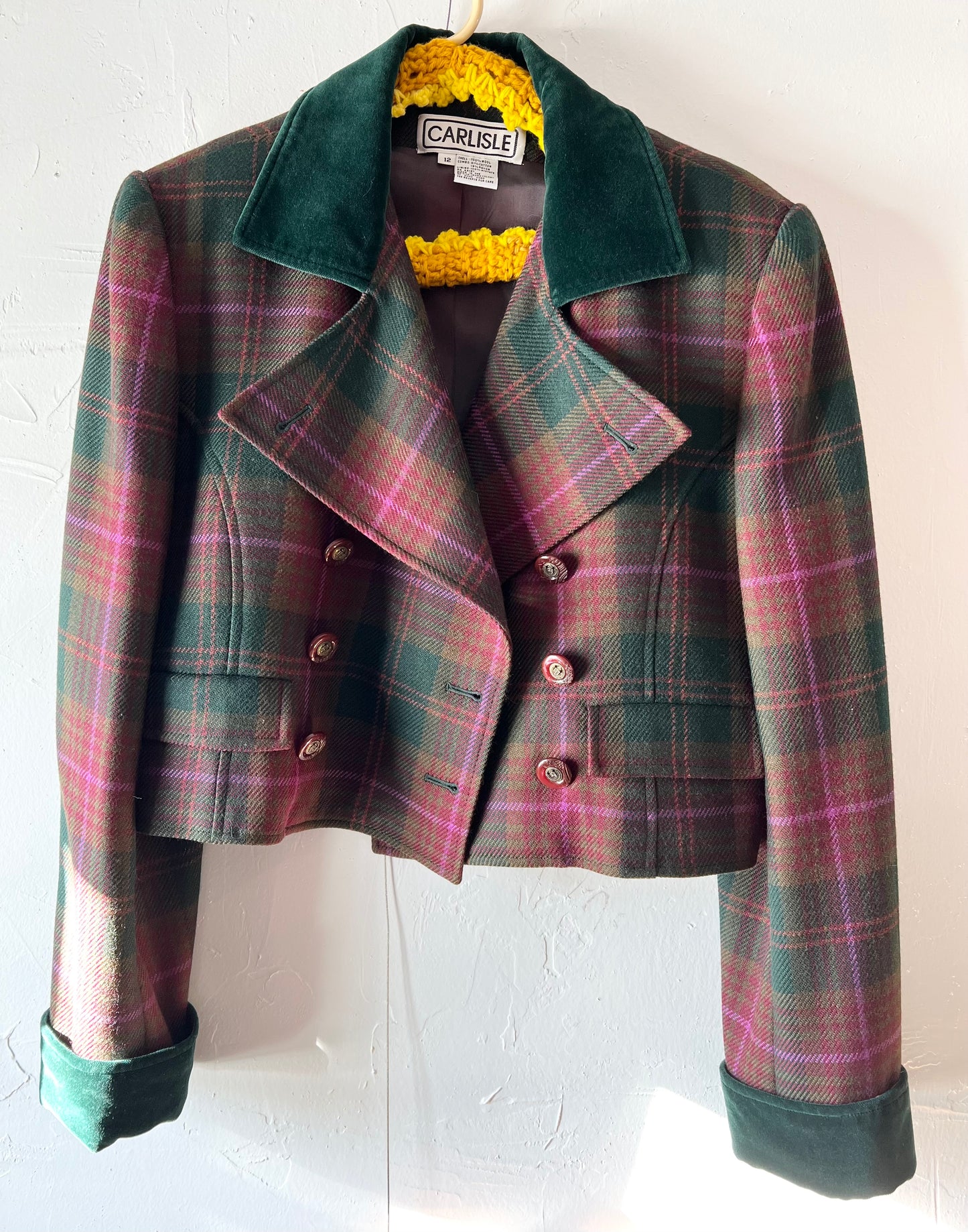 Green and Purple Plaid Blazer