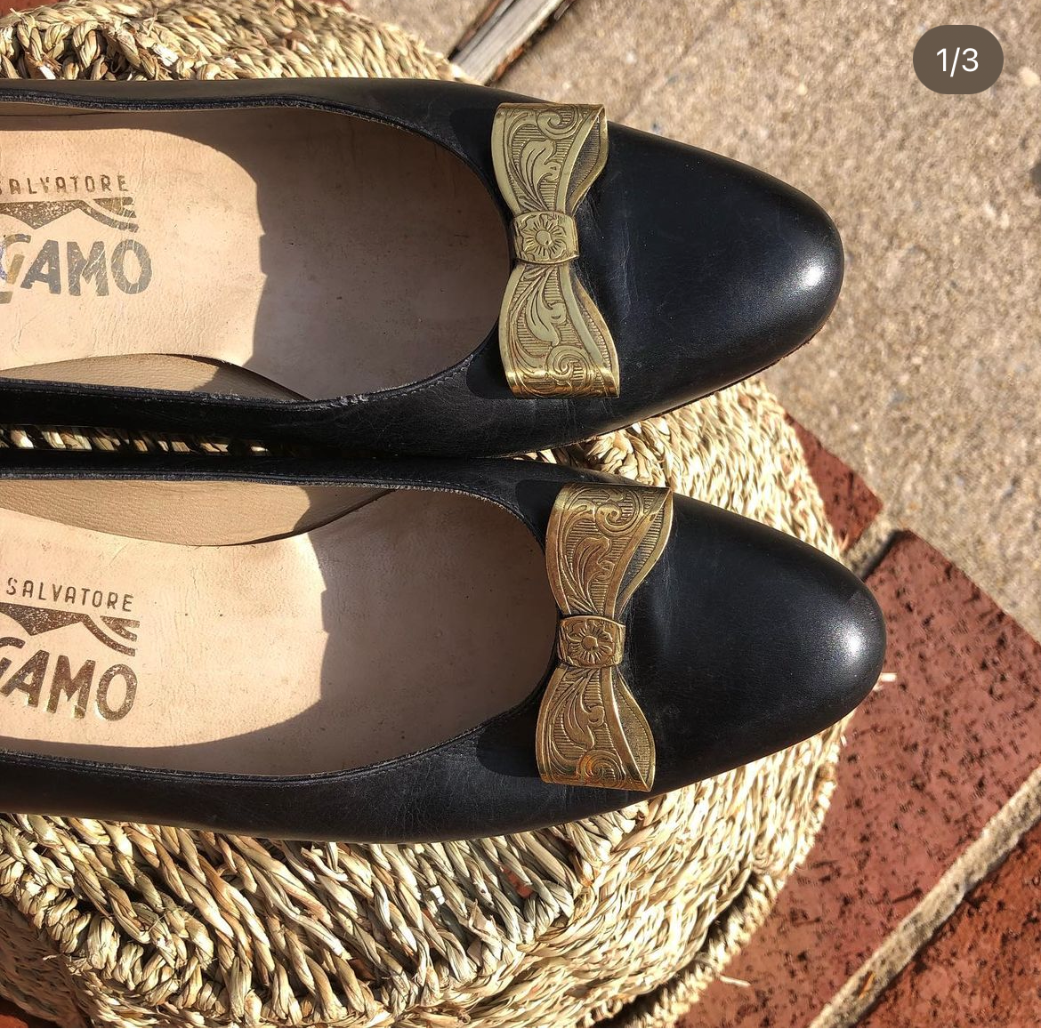 Brass Bow Ferragamo Heels