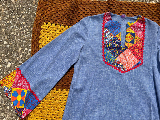 '70s Patchwork Bell Sleeve Top