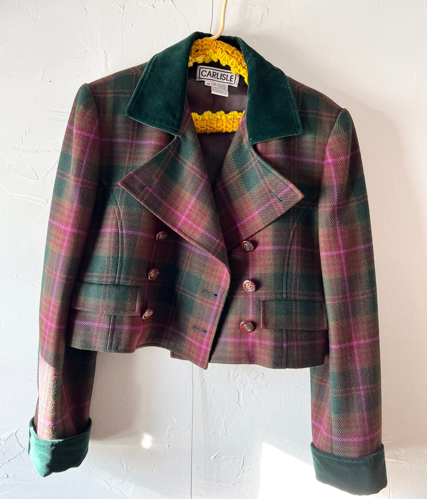 Green and Purple Plaid Blazer