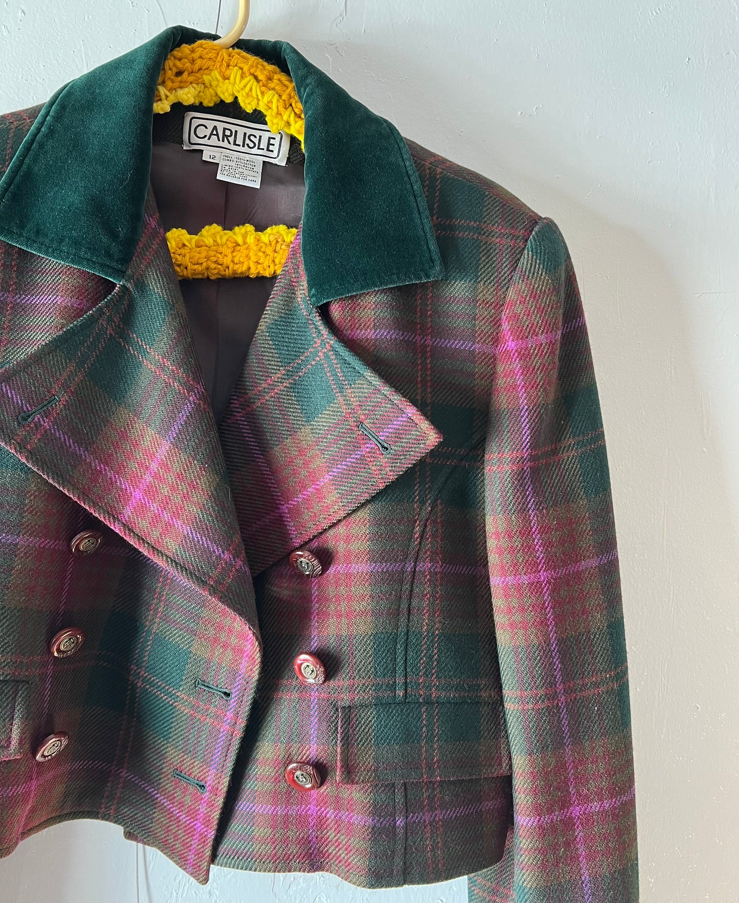 Green and Purple Plaid Blazer