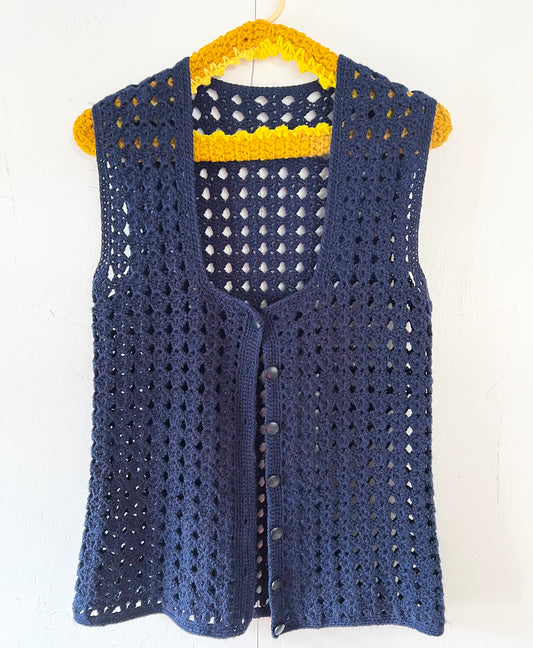 Blue Crochet Vest