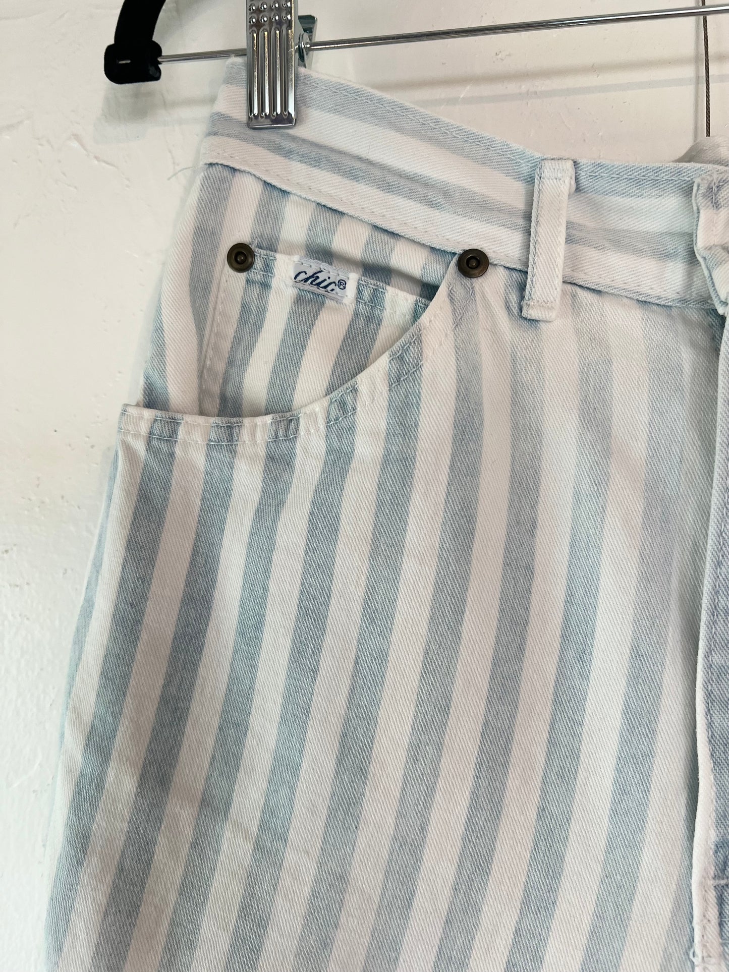 Striped Denim Shorts